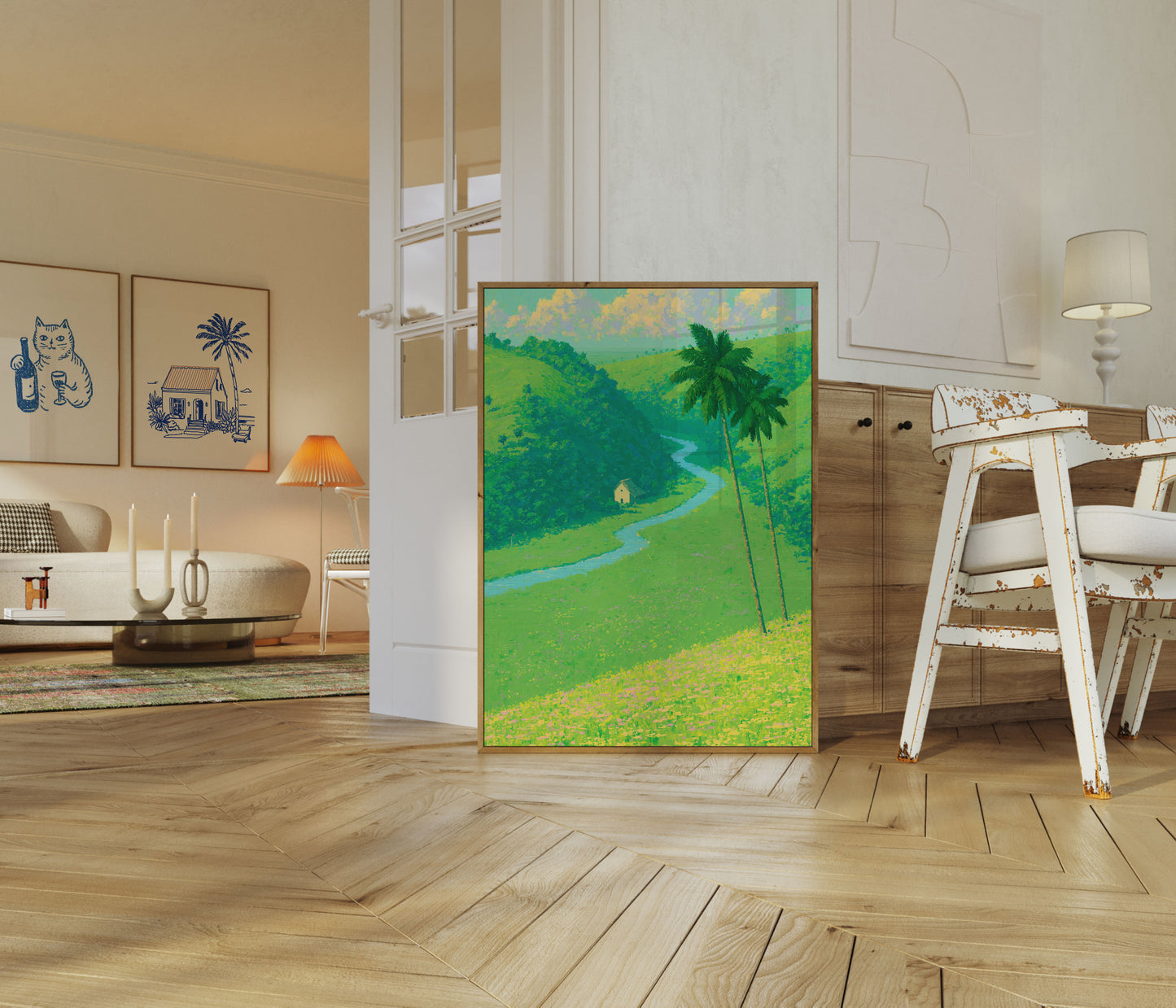 Poster paesaggio fiume valle tropicale
