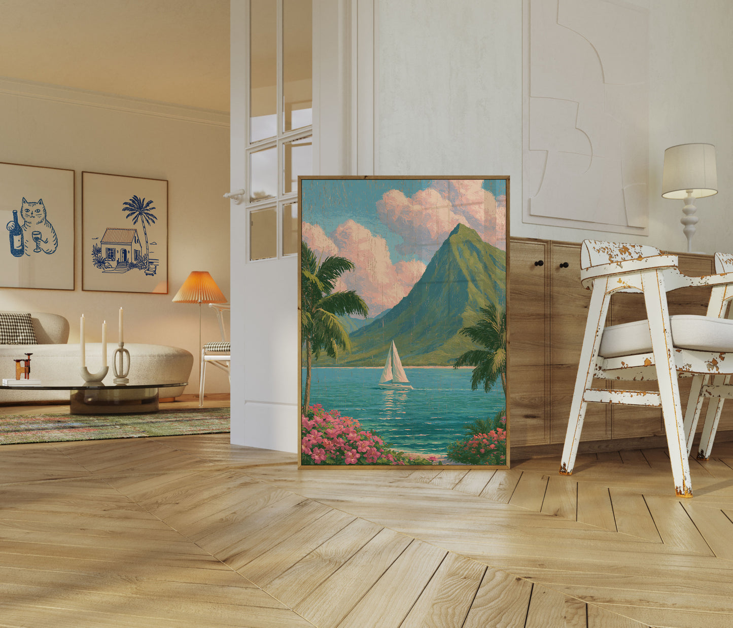 Tropisches Paradies Segelboot Poster