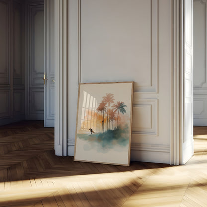 Surfer with Palm Trees Poster