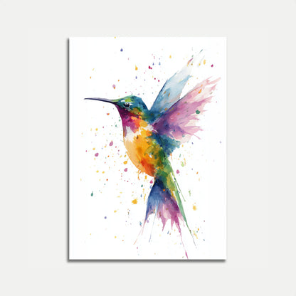 Rainbow Hummingbird Watercolor Poster