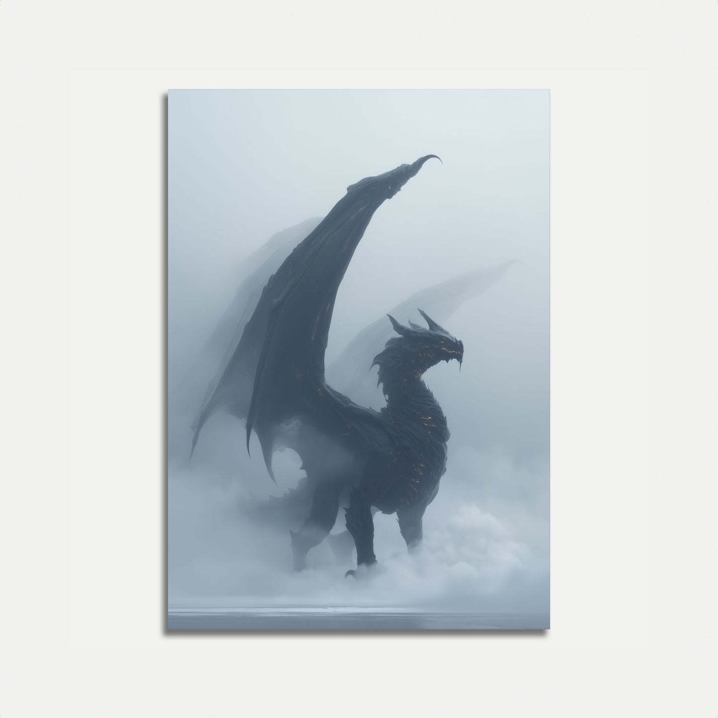 Póster de fantasía de dragón etéreo oscuro