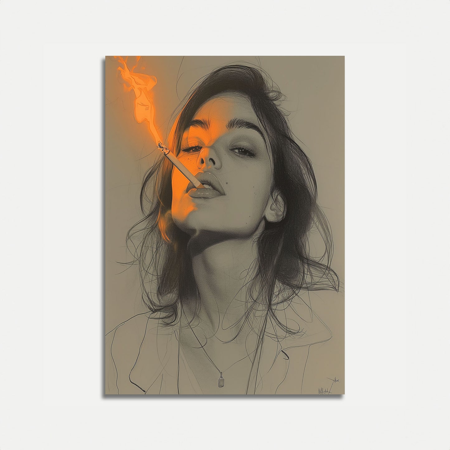 Smoking Fire Reflection Poster
