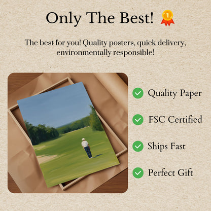 Affiche verte du golfeur solitaire