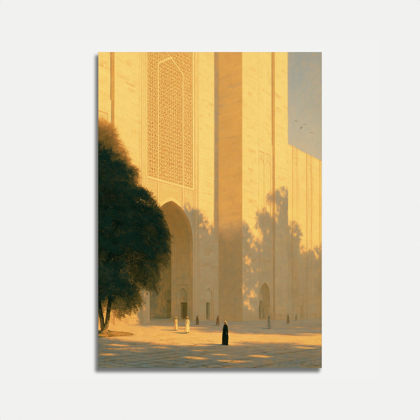 Sacred Mosque Courtyard at Sunset Poster