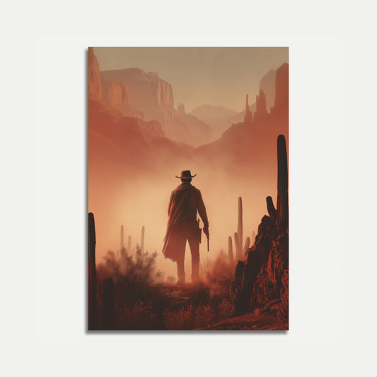Lone Cowboy Desert Horizon Poster