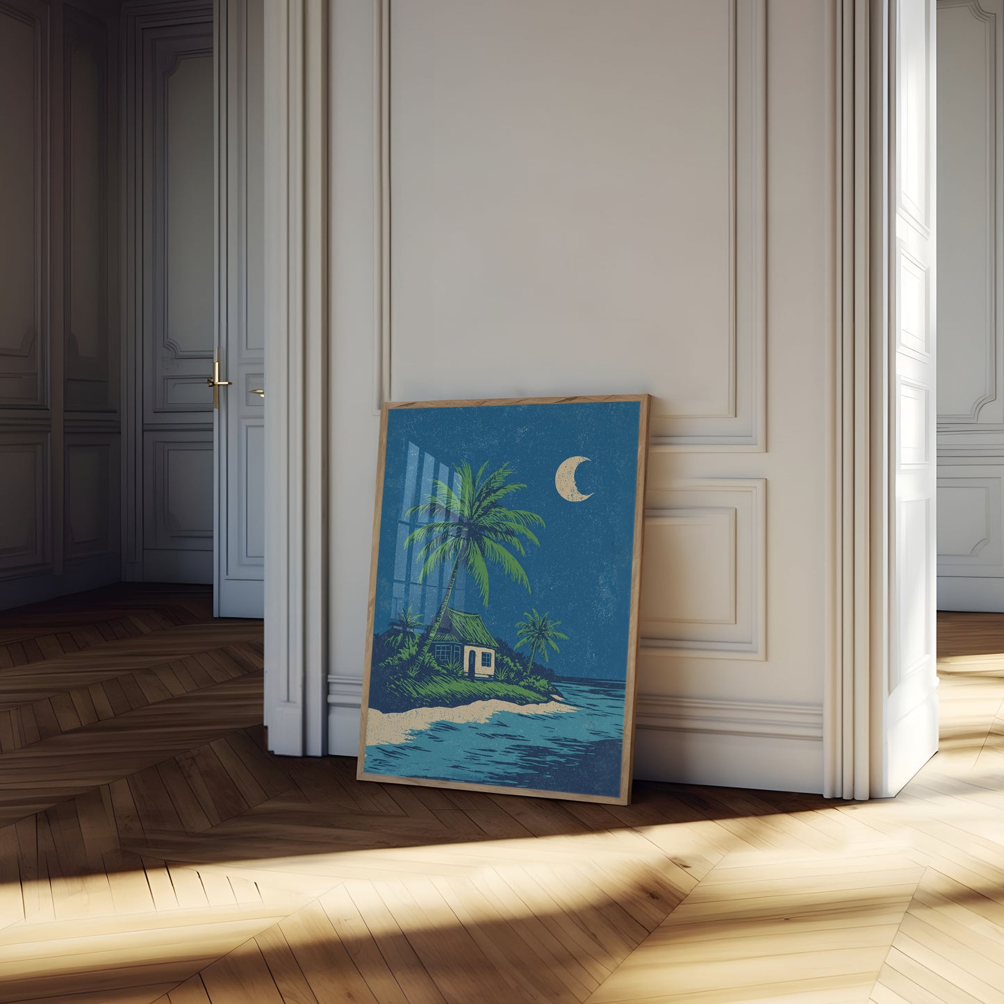 Plakat Tropikalnej Plaży Domek Księżyc