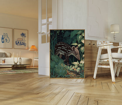 Spotted Deer in Lush Forest Poster