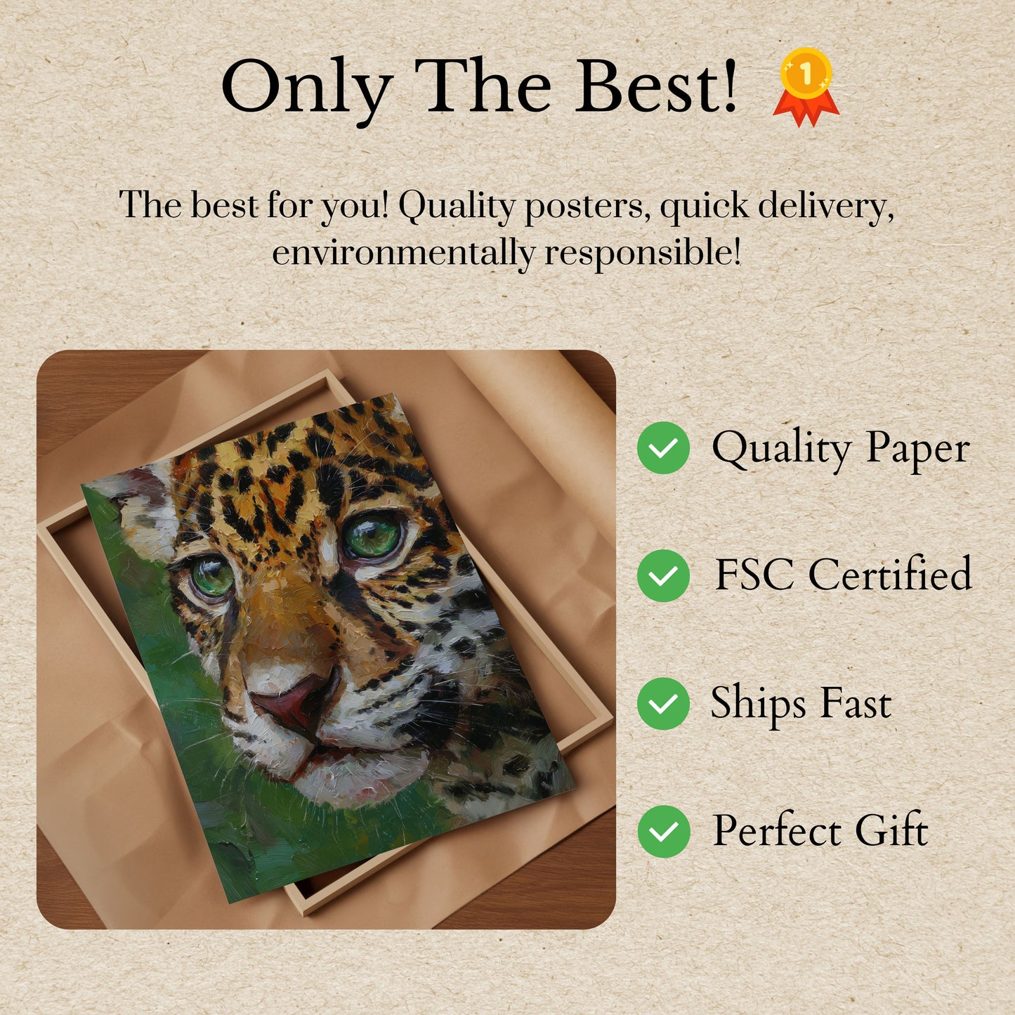 Póster de Leopardo con Ojos Verdes