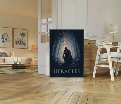 Heracles Warrior in Misty Forest Poster