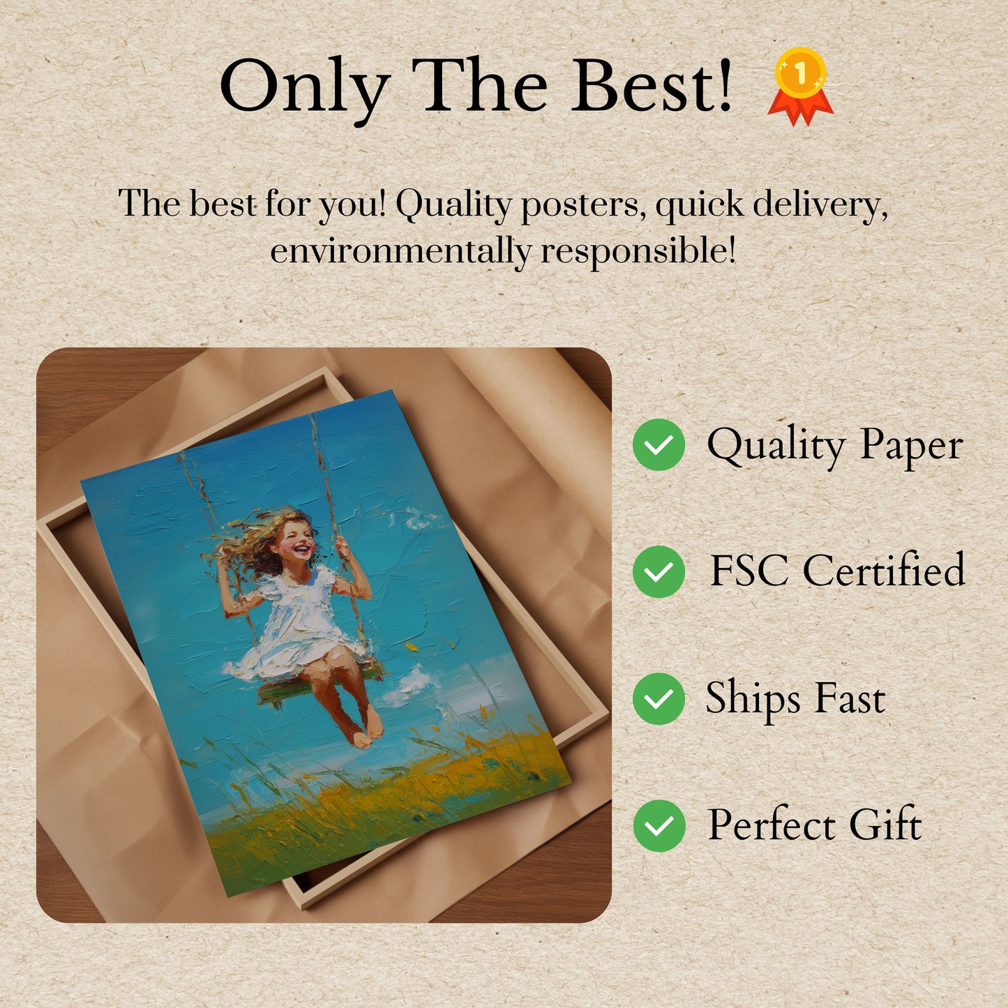 Girl on Swing Summer Poster