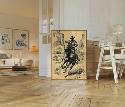 Galloping Western Cowboy Poster