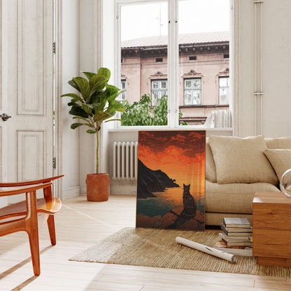 Cat Watching Sunset Cliffs Poster