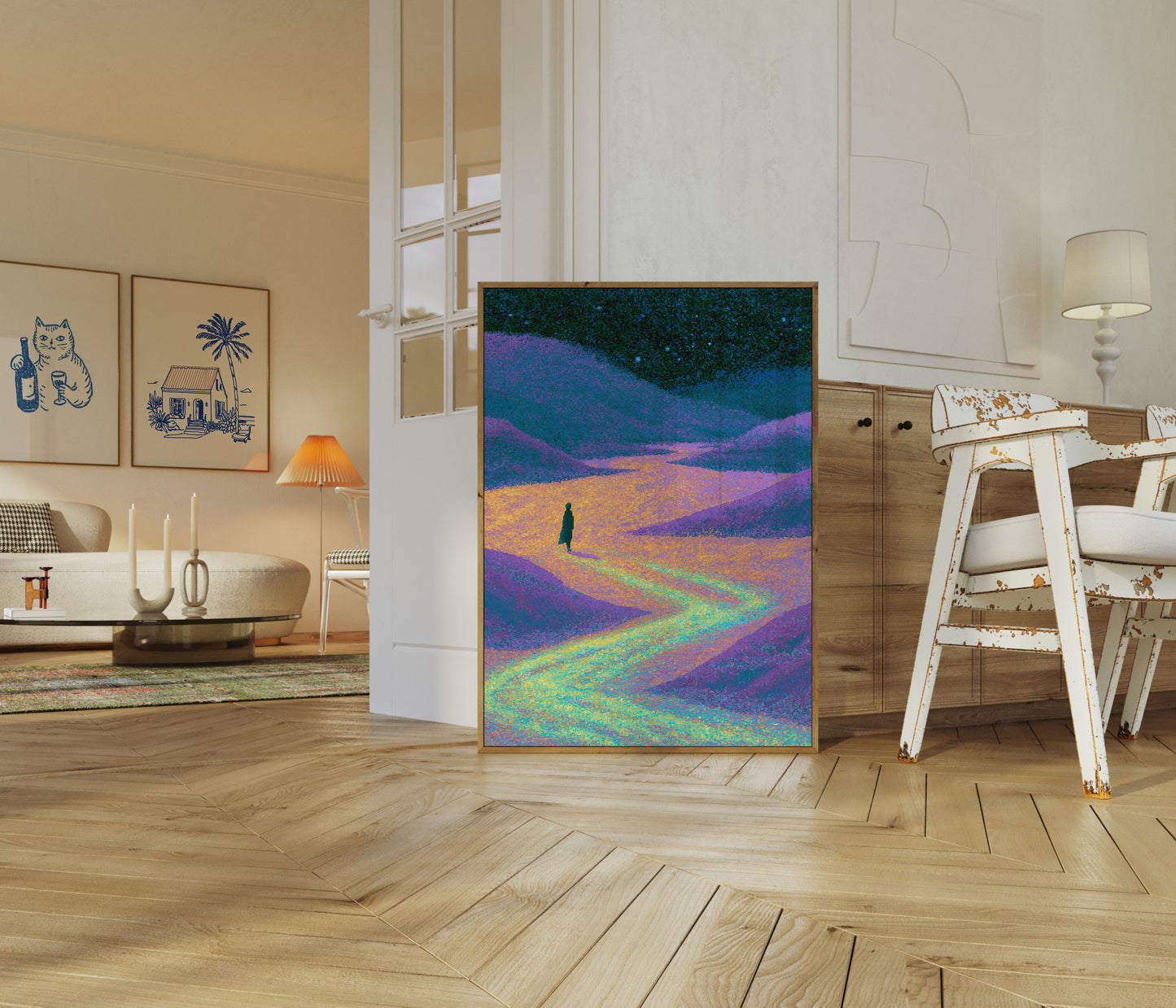Póster de Figura Solitaria en Valle Colorido