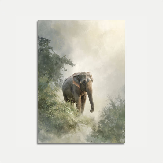 Misty Elephant Wilderness Poster