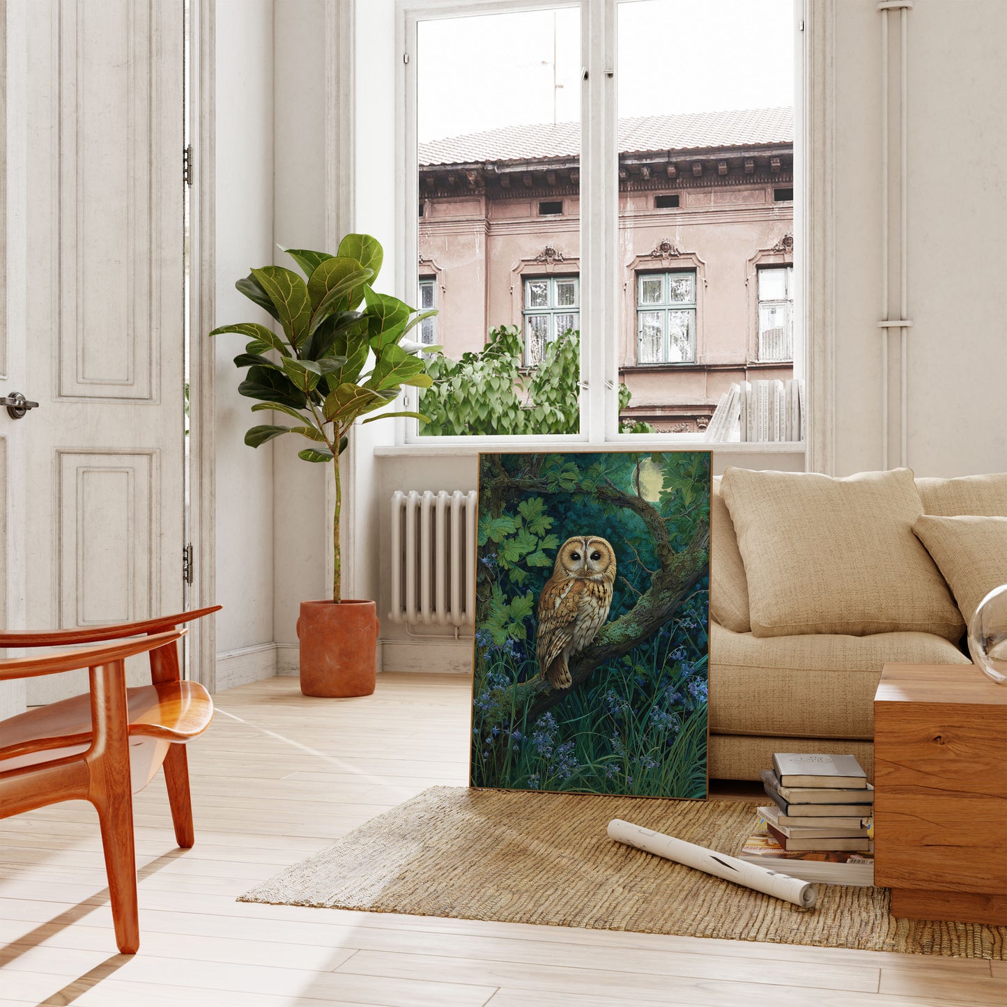 Moonlit Owl Forest Poster