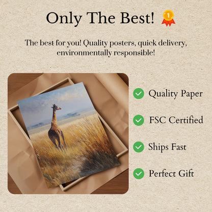 Póster de jirafa serena de la sabana