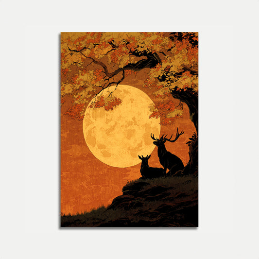 Hirsch unter Erntemond Poster