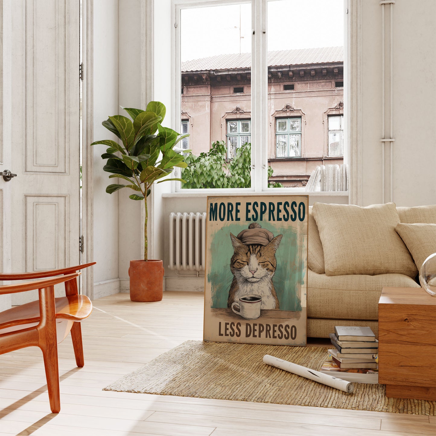 Coffee Lover's Cozy Cat Poster