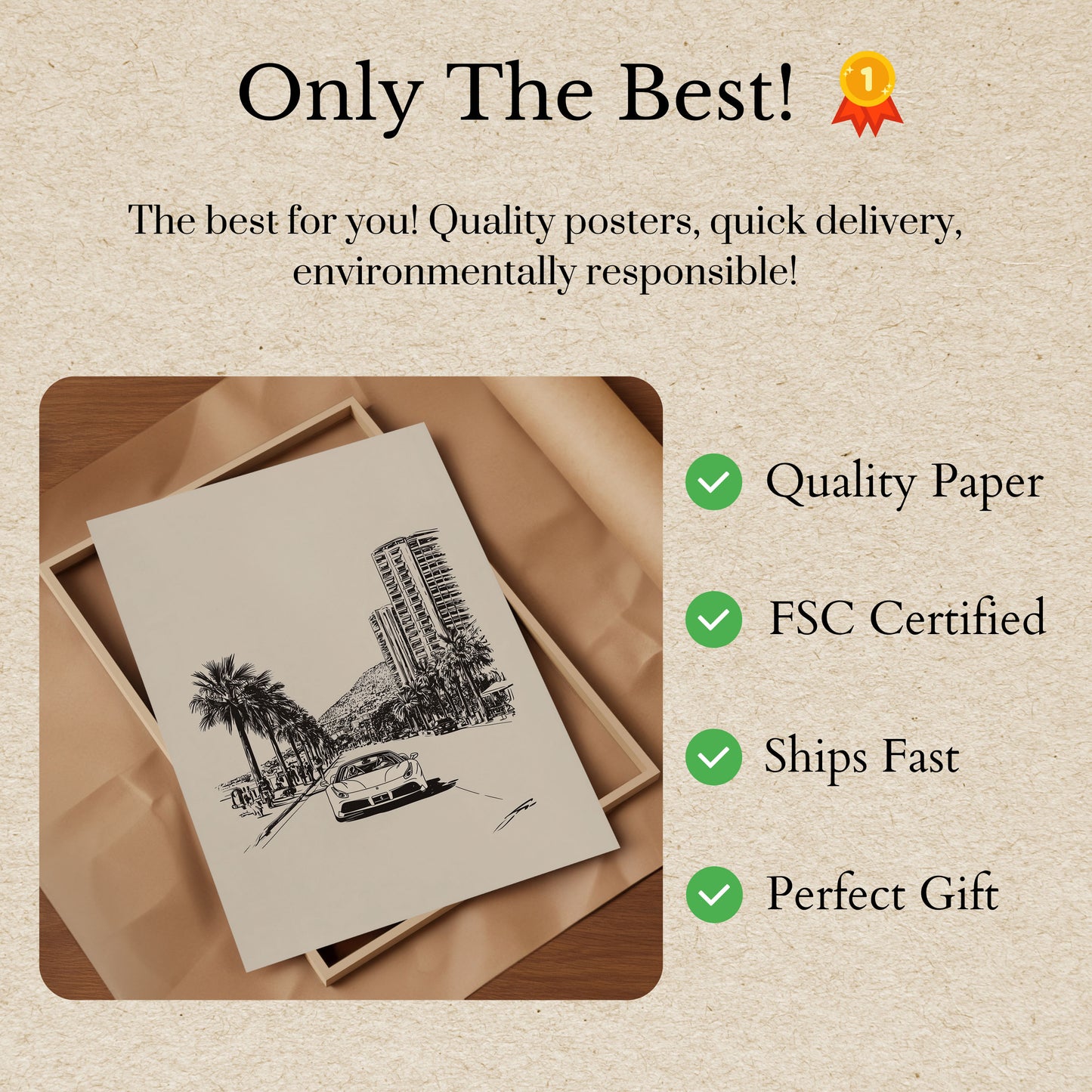 Luxury Sports Car Desert Poster