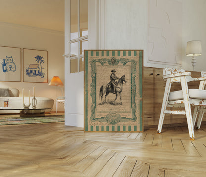 Vintage Cowboy Ridande till häst Poster