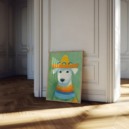 Festive Dog in Sombrero Poster