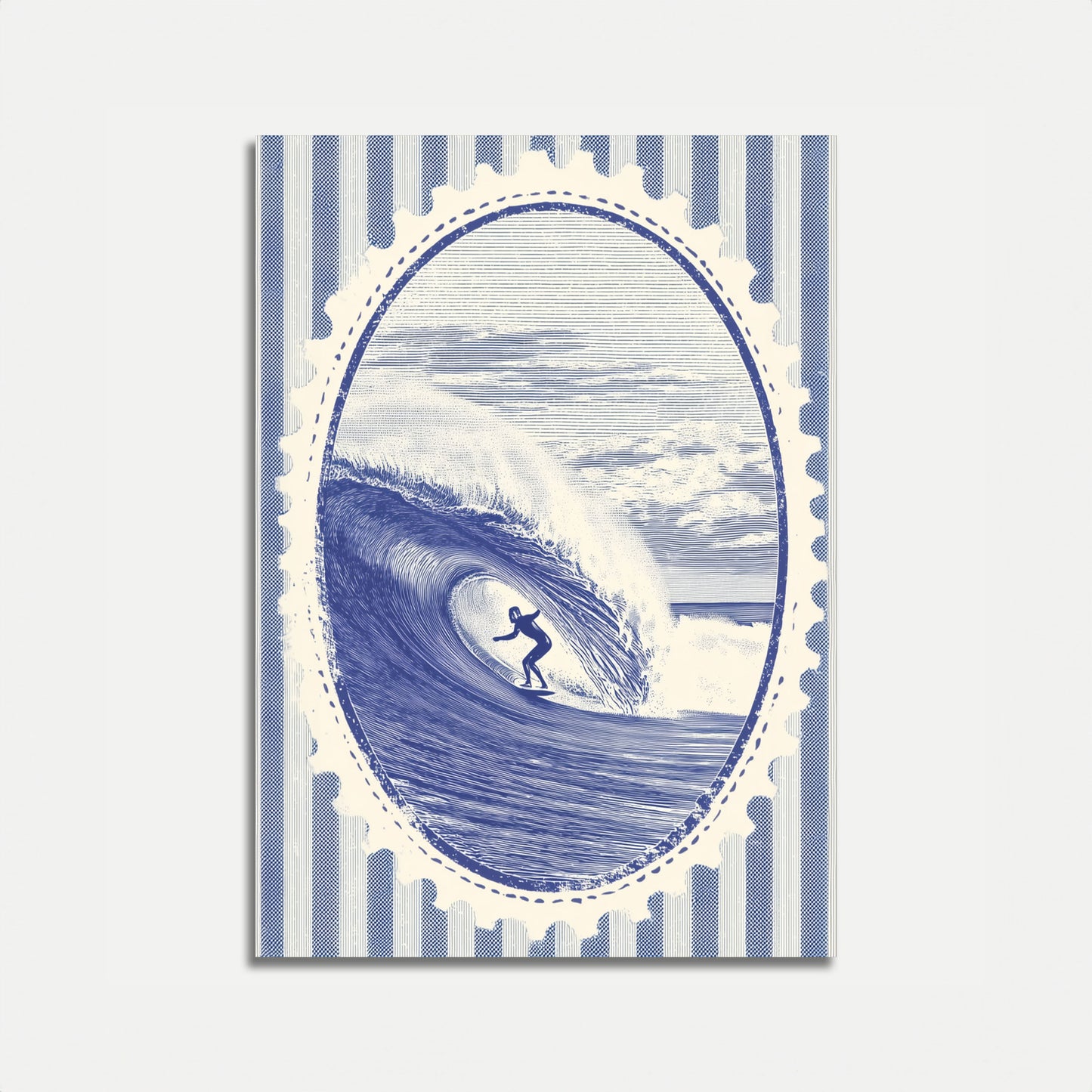 Surfing Blue Wave Poster