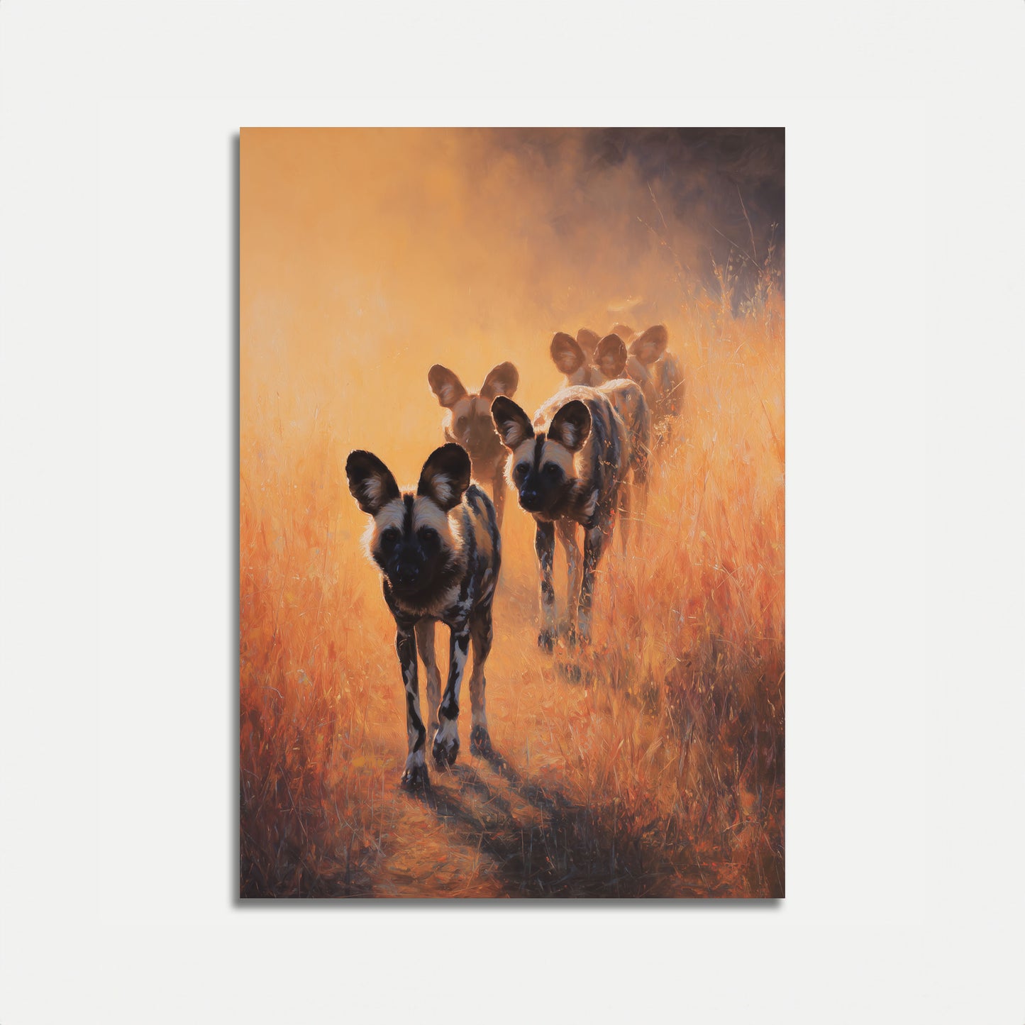 Poster dei Cani Selvatici Africani al Tramonto