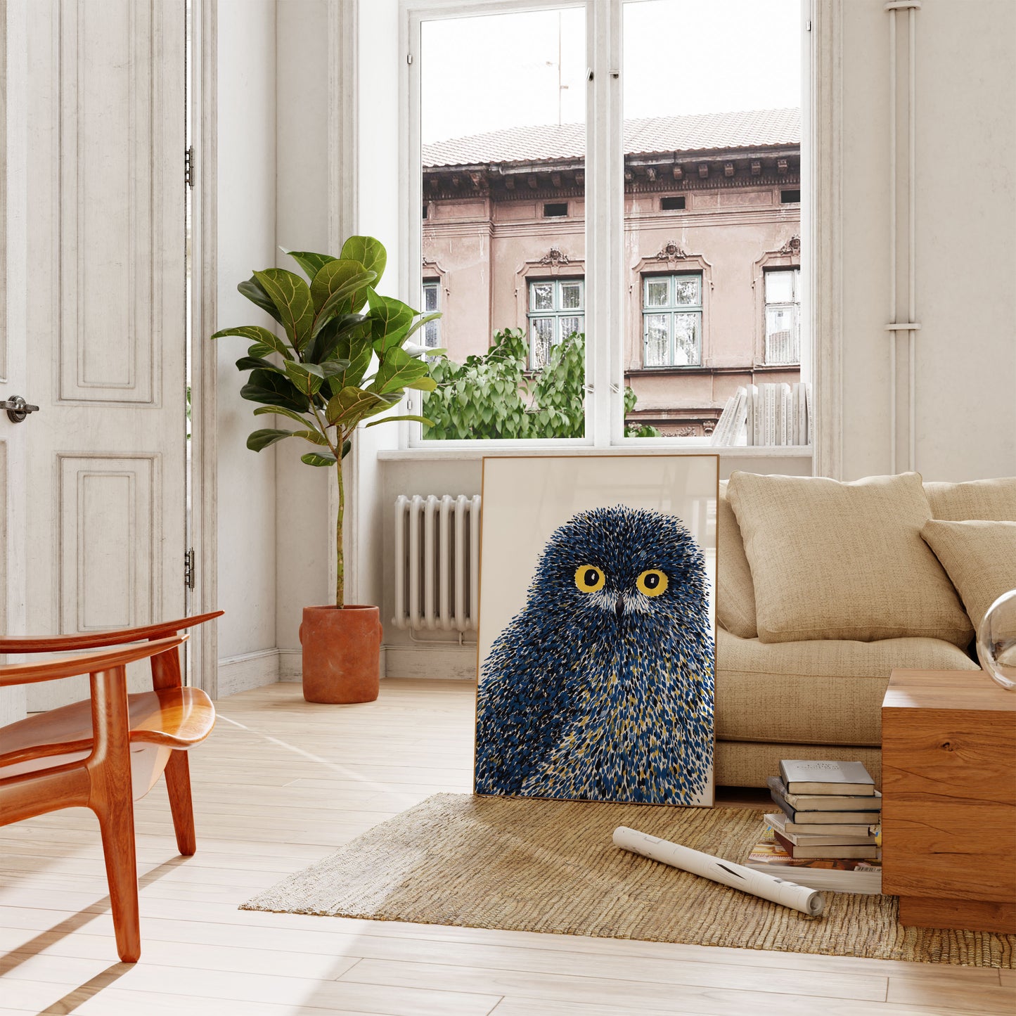 Mystical Blue Owl Portrait Poster