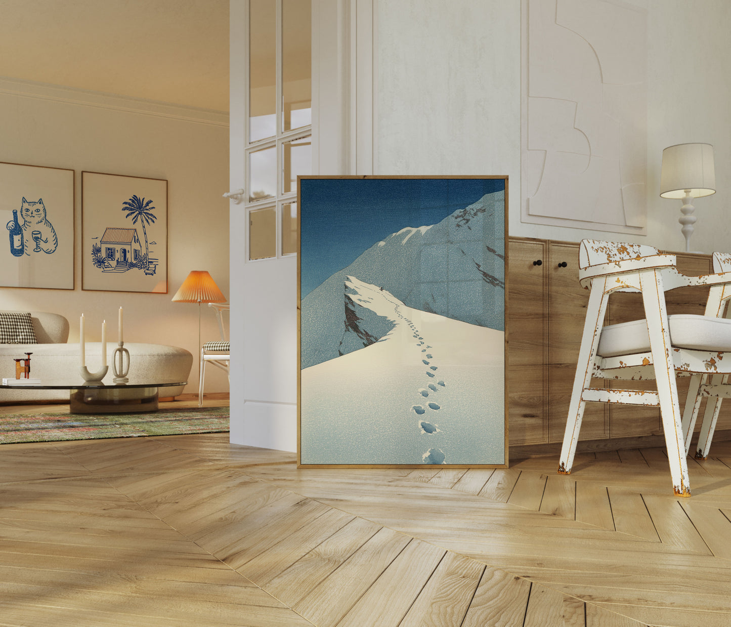 Fotavtrykk i fersk snø plakat