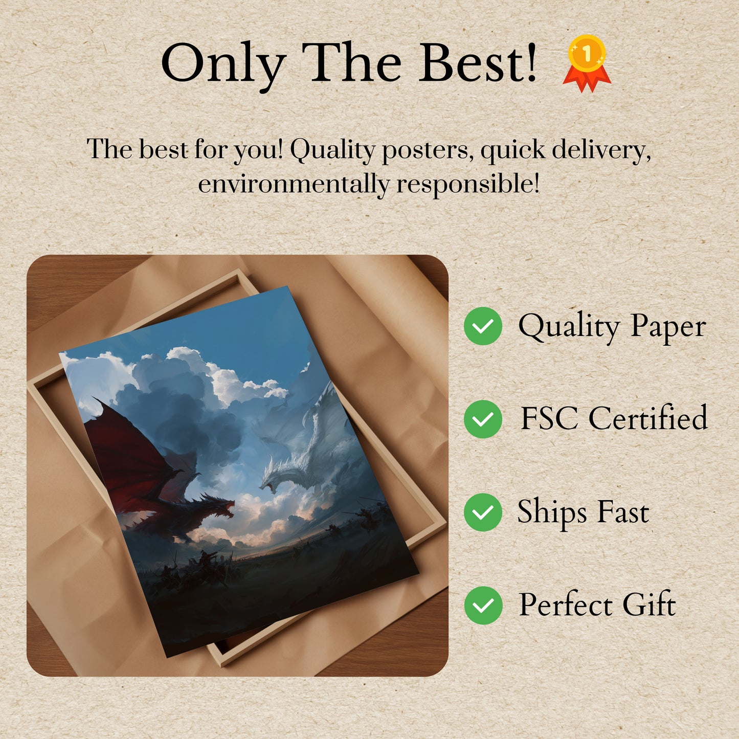 Epic Dragon Battle Sky Poster