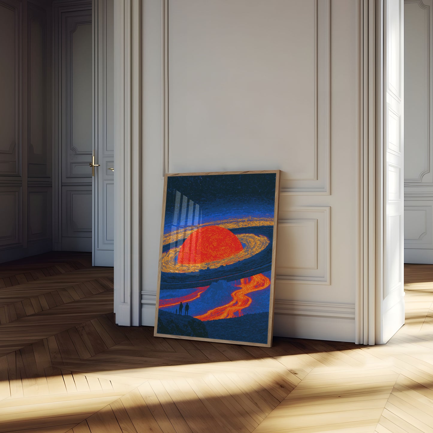 Volcanic Planet with Lava Flows Poster