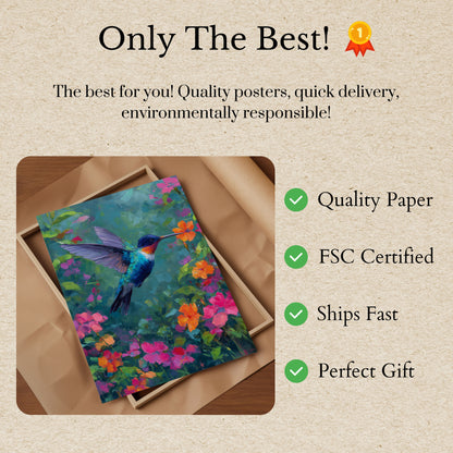 Dancing Hummingbird Garden Poster