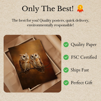 Wise Owls on Branch Poster