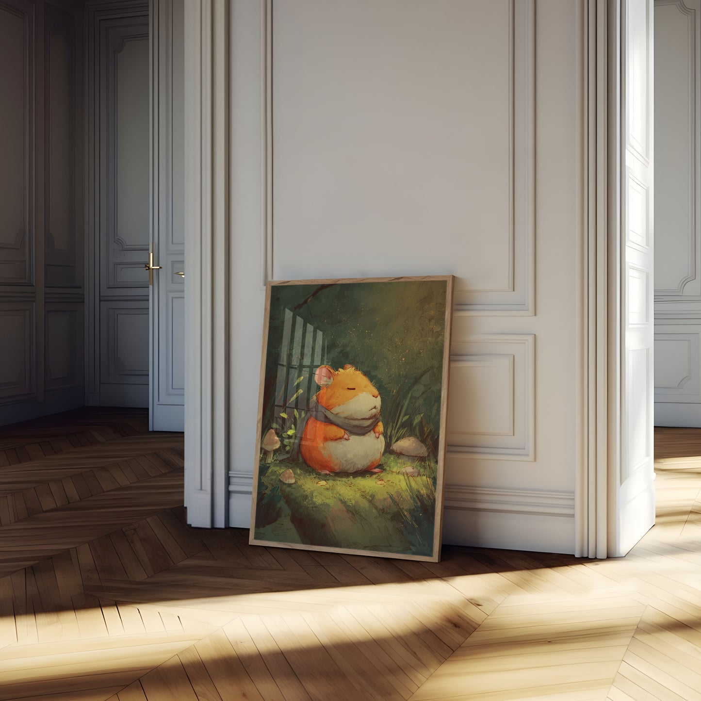 Póster acogedor del bosque de hámsteres