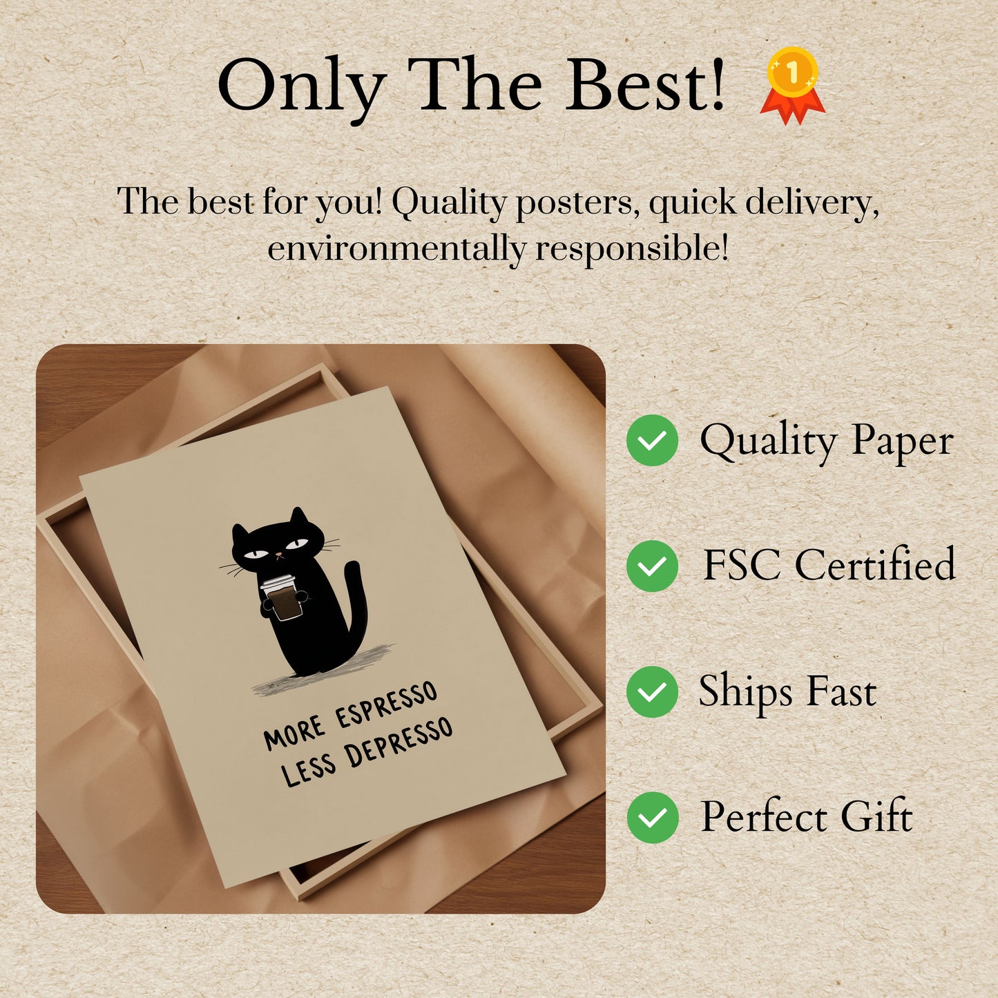 Espresso Cat Humor Poster