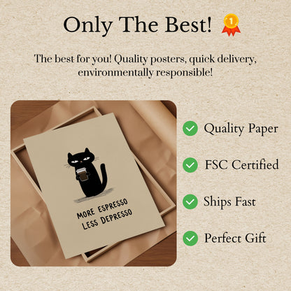 Espresso Cat Humor Poster