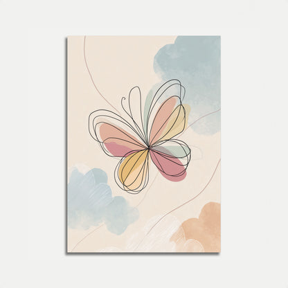 Póster de arte lineal de mariposas