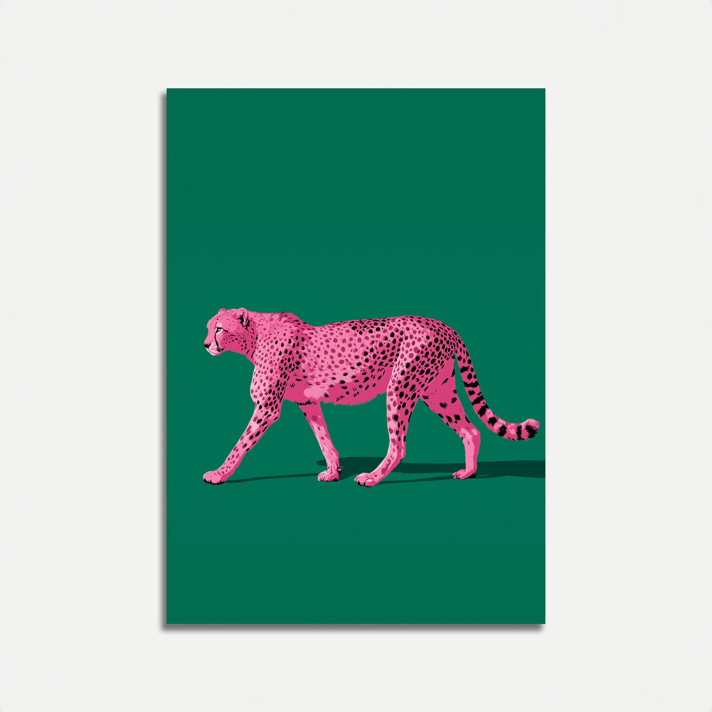 Póster de vida silvestre vibrante de guepardo rosa