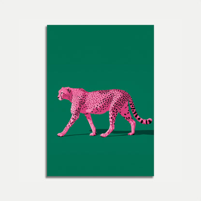 Póster de vida silvestre vibrante de guepardo rosa