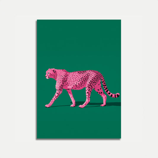 Póster de vida silvestre vibrante de guepardo rosa