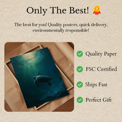 Zeechildpad die omhoog zwemt poster