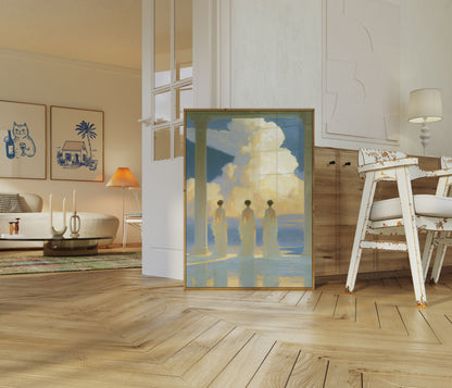 Classical Figures by the Sea Poster