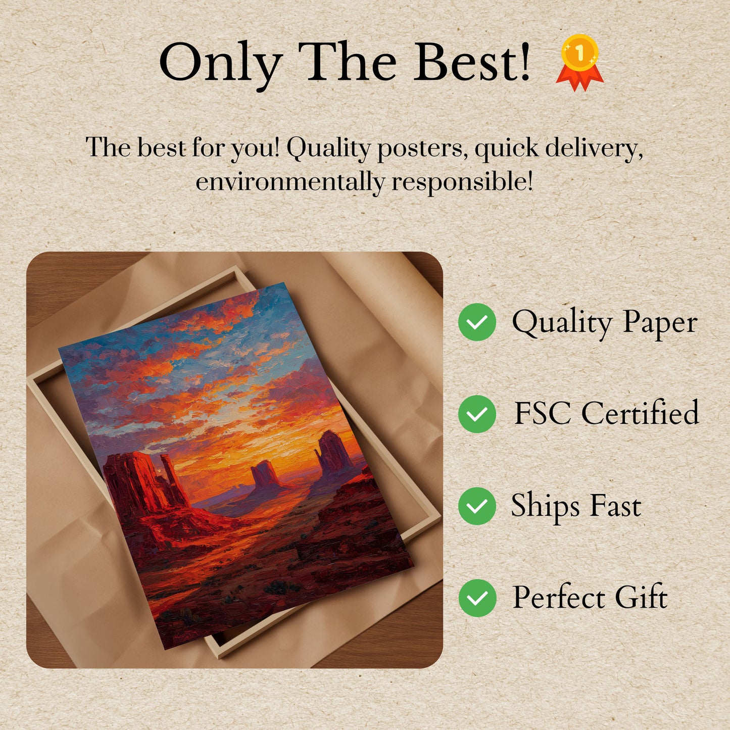 Desert Sunset Monument Valley Poster
