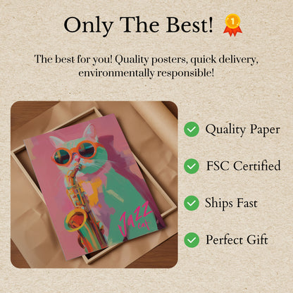 Cool Jazz Cat Music Poster