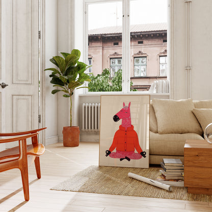 Zen Horse in Red Poster