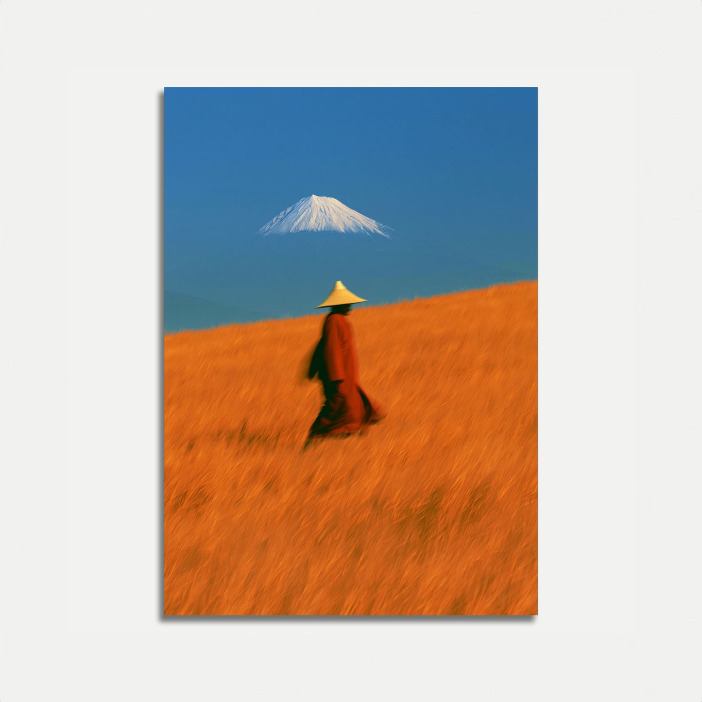 Buddhist Monk in Golden Fields Poster