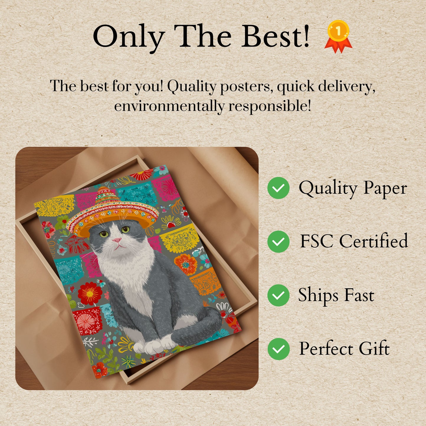 Fiesta Cat in Sombrero Poster