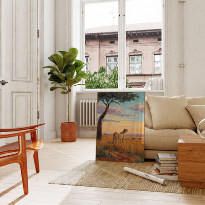 African Savanna Cheetah Sunset Poster