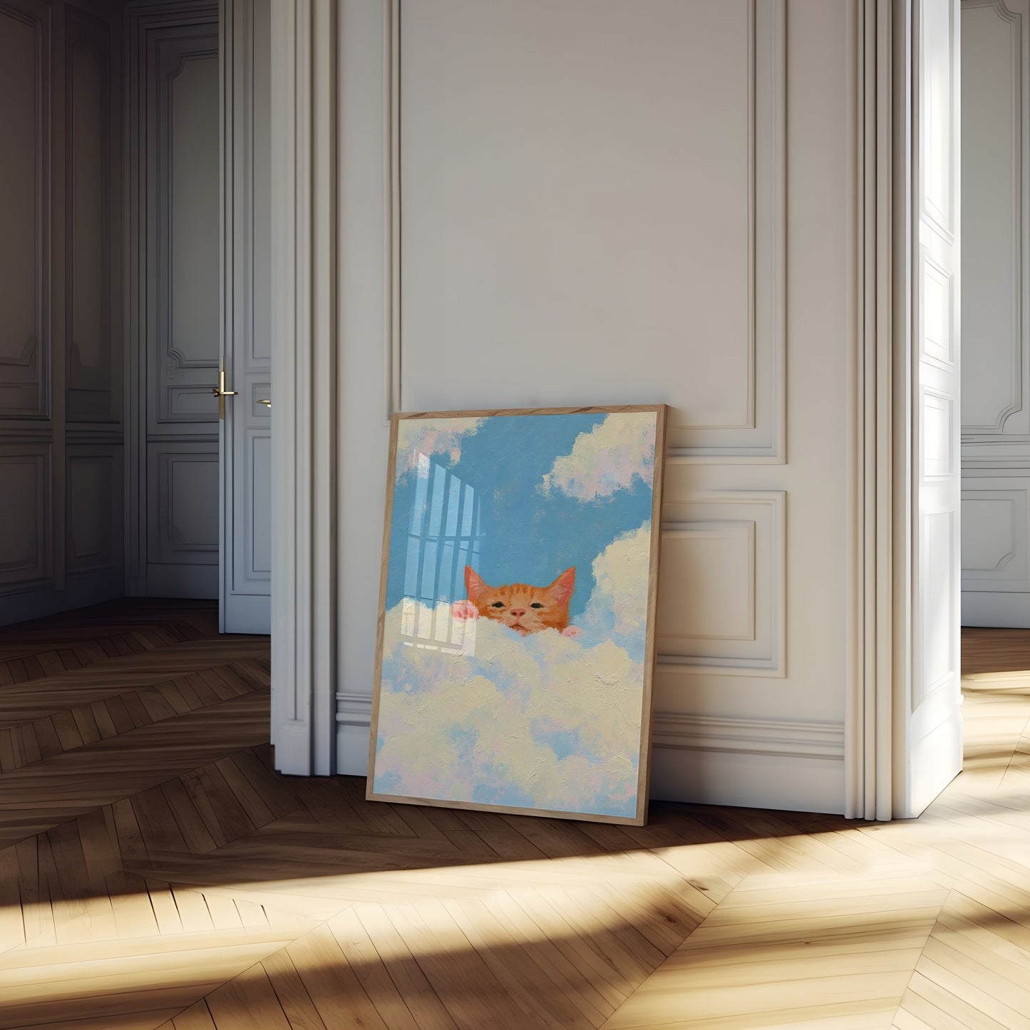 Orange Cat in the Clouds Poster