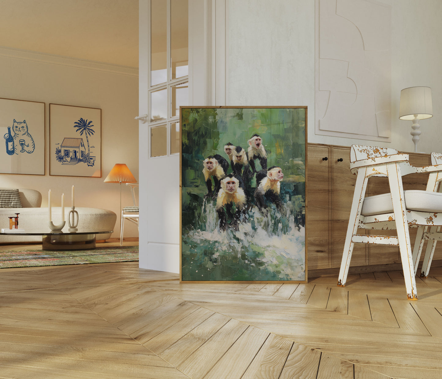 Póster de Retrato Familiar de Monos